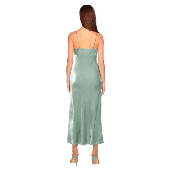 NWT Susana Monaco Celadon Velvet Silk Bias Cut Midi Dress - Picture 3 of 10